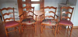 4 Sillas Comedor Provenzal Madera Tapiz