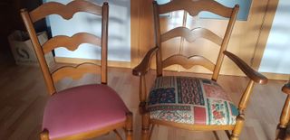 4 Sillas Comedor Provenzal Madera Tapiz