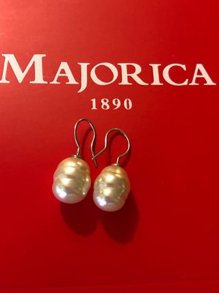 Pendientes Majorica Perla Barroca Plata