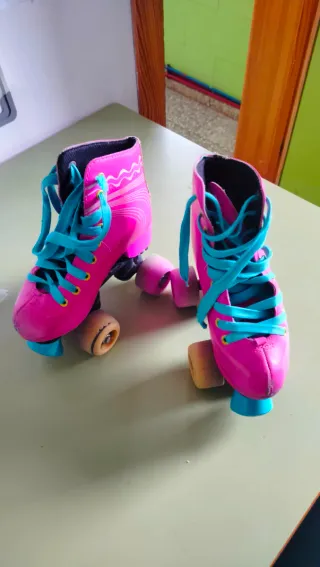 Patines rosas y turquesa