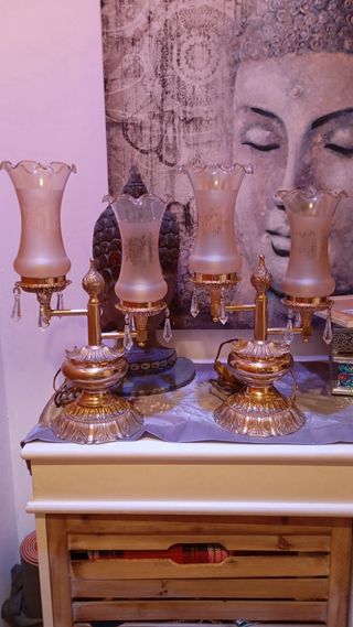 Set di 2 lampade da tavolo dorate