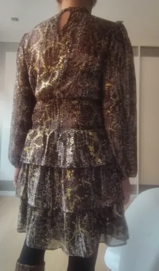 Vestido estampado marrón y amarillo