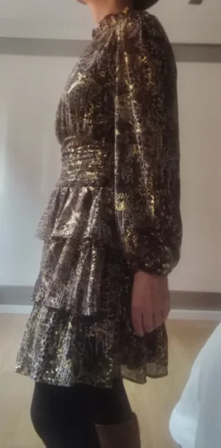 Vestido estampado marrón y amarillo