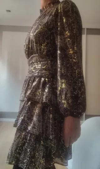 Vestido estampado marrón y amarillo