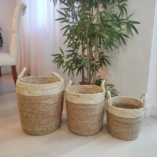 Conjunto Cestas Grandes Fibras Naturales