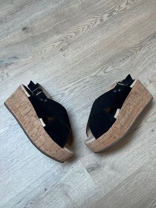 Sandalias cuña negras