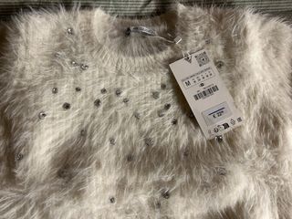 Maglioncino Zara peloso bianco con brillantini