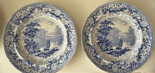 Set di 2 Piatti Decorativi in Ceramica Inglese del XIX Secolo