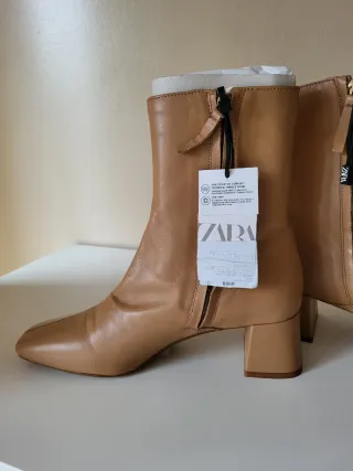 Botines Zara Piel Beige Sin Estrenar