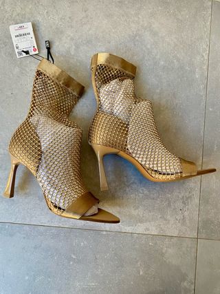 Botín Zara Fiesta Dorado Malla