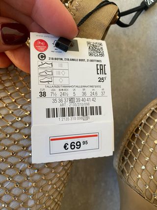 Botín Zara Fiesta Dorado Malla