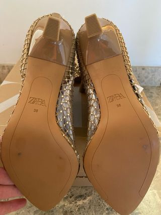 Botín Zara Fiesta Dorado Malla