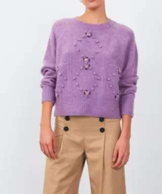 Jersey punto lila con flores