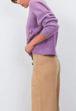 Jersey punto lila con flores