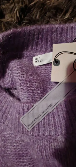 Jersey punto lila con flores