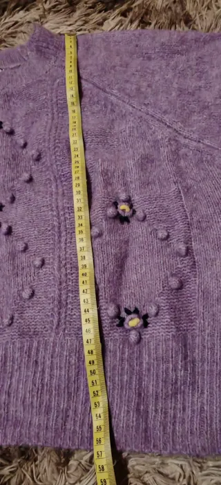 Jersey punto lila con flores