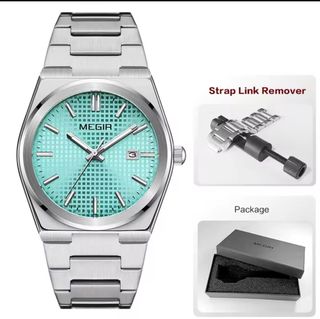 Reloj MEGIR Hombre Plata y Turquesa