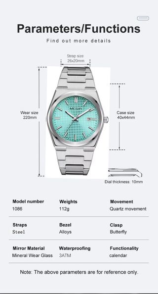 Reloj MEGIR Hombre Plata y Turquesa