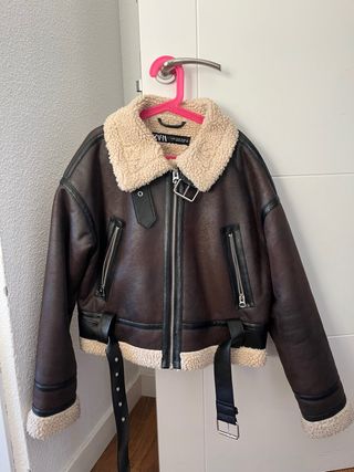 Chaqueta Zara Borrego Marrón Talla S
