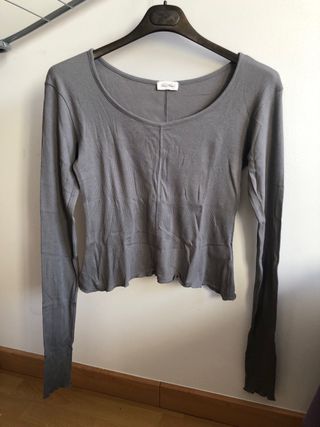 Camiseta American Vintage gris manga larga