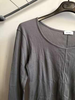 Camiseta American Vintage gris manga larga