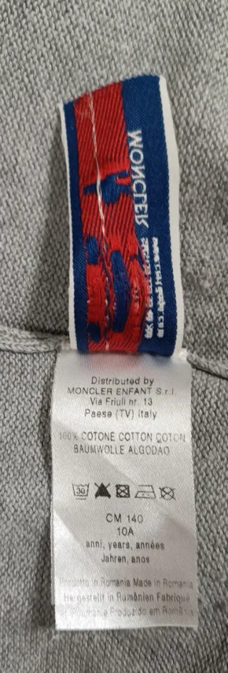 Maglia Moncler Grigia e Pantalone Nero,  anni 10