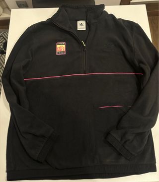 Sudadera Adidas Negra Media Cremallera Talla L