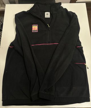 Sudadera Adidas Negra Media Cremallera Talla L