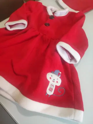 Vestido Papa Noel niña + gorro