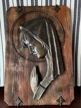 Imagen Religiosa Virgen María Madera Metal
