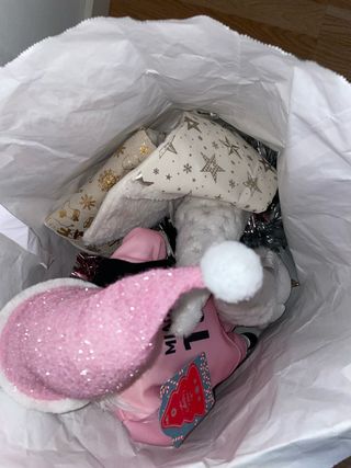 Bolsa Accesorios Navidad Rosa y Blanca