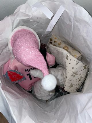 Bolsa Accesorios Navidad Rosa y Blanca