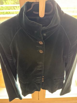 Chaqueta terciopelo cuello Mao azul pato