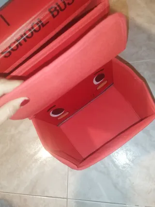 Caja Guarda Juguetes Autobús Escolar Roja
