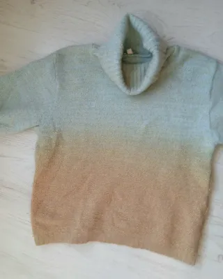 Jersey Angora Mercredi Talla 40 Beige Dorado y azu