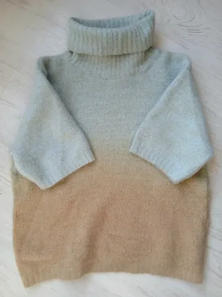 Jersey Angora Mercredi Talla 40 Beige Dorado y azu