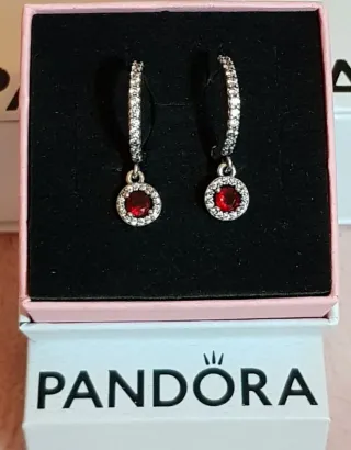 Pendientes Aro Pandora Circonita Roja
