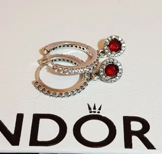 Pendientes Aro Pandora Circonita Roja