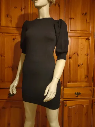 Tubino nero invernale manica 3/4 donna