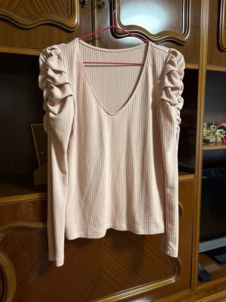 Camisa Mango Talla S Rosa Volantes