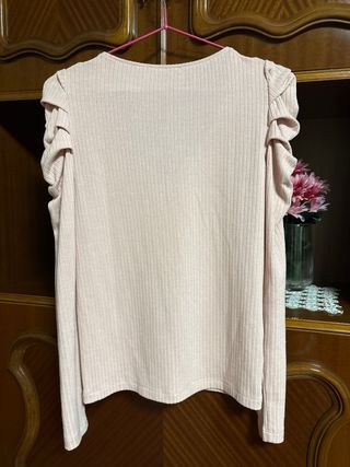 Camisa Mango Talla S Rosa Volantes