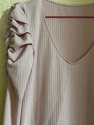 Camisa Mango Talla S Rosa Volantes