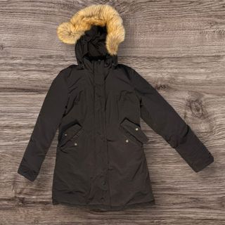Parka Woolrich donna/ragazza nera con cappuccio