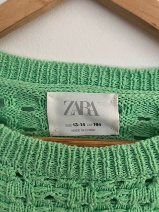 Jersey Zara verde crochet talla S