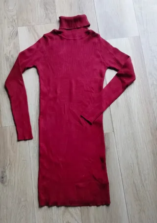 Abito tubino collo alto bordeaux