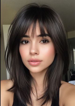 Preciosa Peluca castaño oscuro EFECTO NATURAL