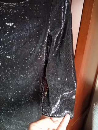 Vestido lentejuelas Brigi plata negro