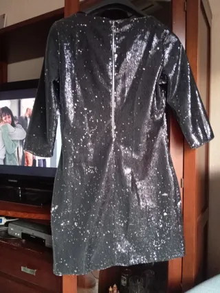 Vestido lentejuelas Brigi plata negro