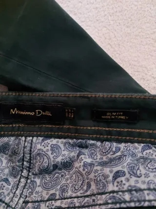 Pantalón Verde Oscuro Massimo Dutti Talla M 38