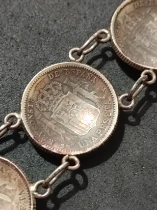 Pulsera Antigua Monedas Plata